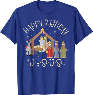 Happy Birthday Jesus Christmas Nativity Christian T-Shirt - T-Shirt | Royal