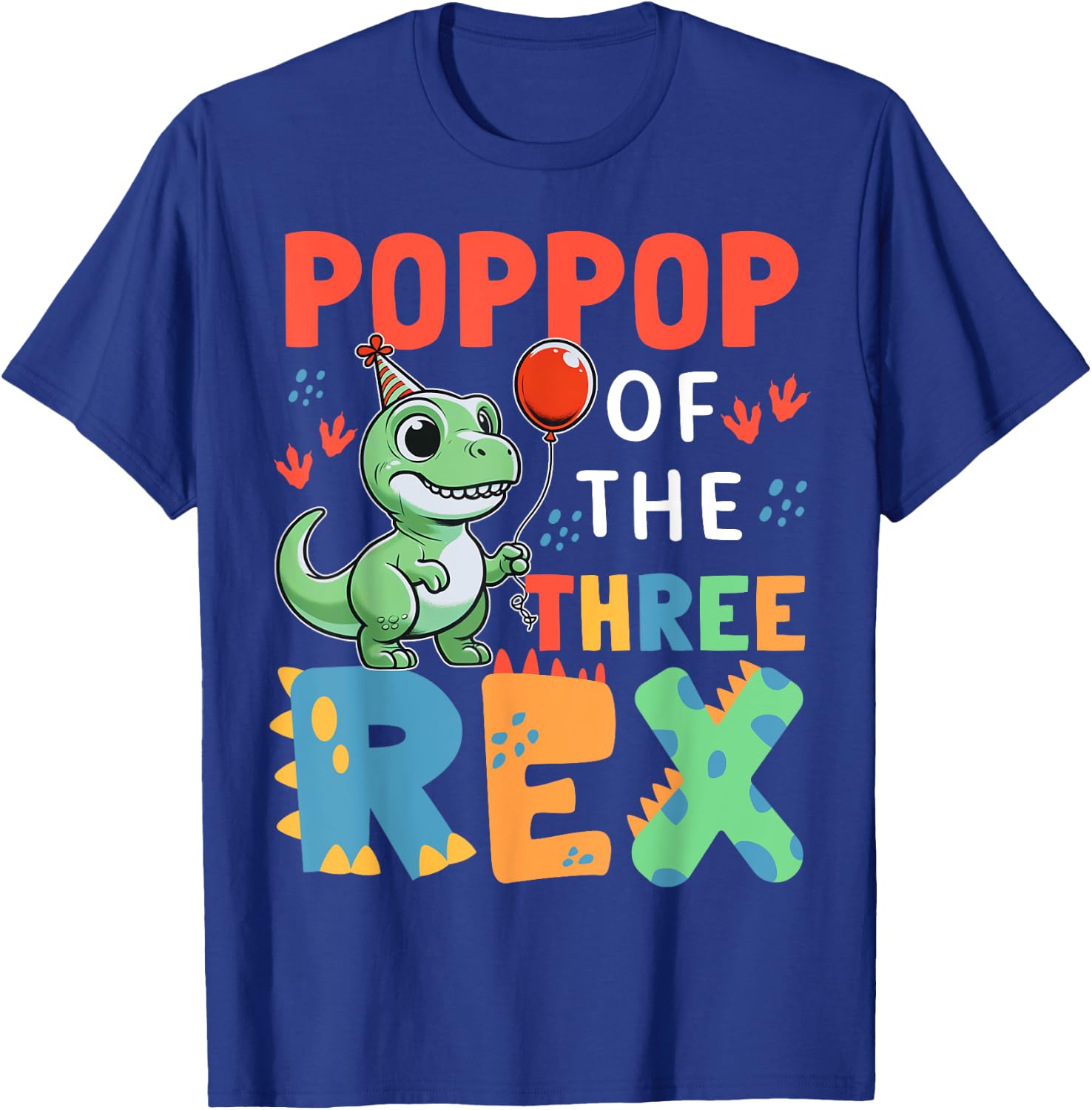 Poppop Of The Three Rex Birthday Dinosaur 3rd Bday Party T-Shirt - T-Shirt | Royal