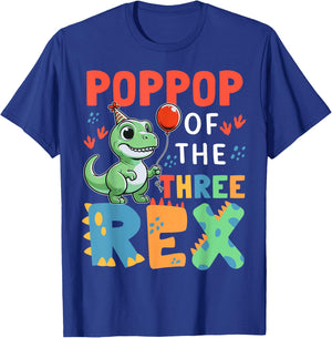 Poppop Of The Three Rex Birthday Dinosaur 3rd Bday Party T-Shirt - T-Shirt | Royal