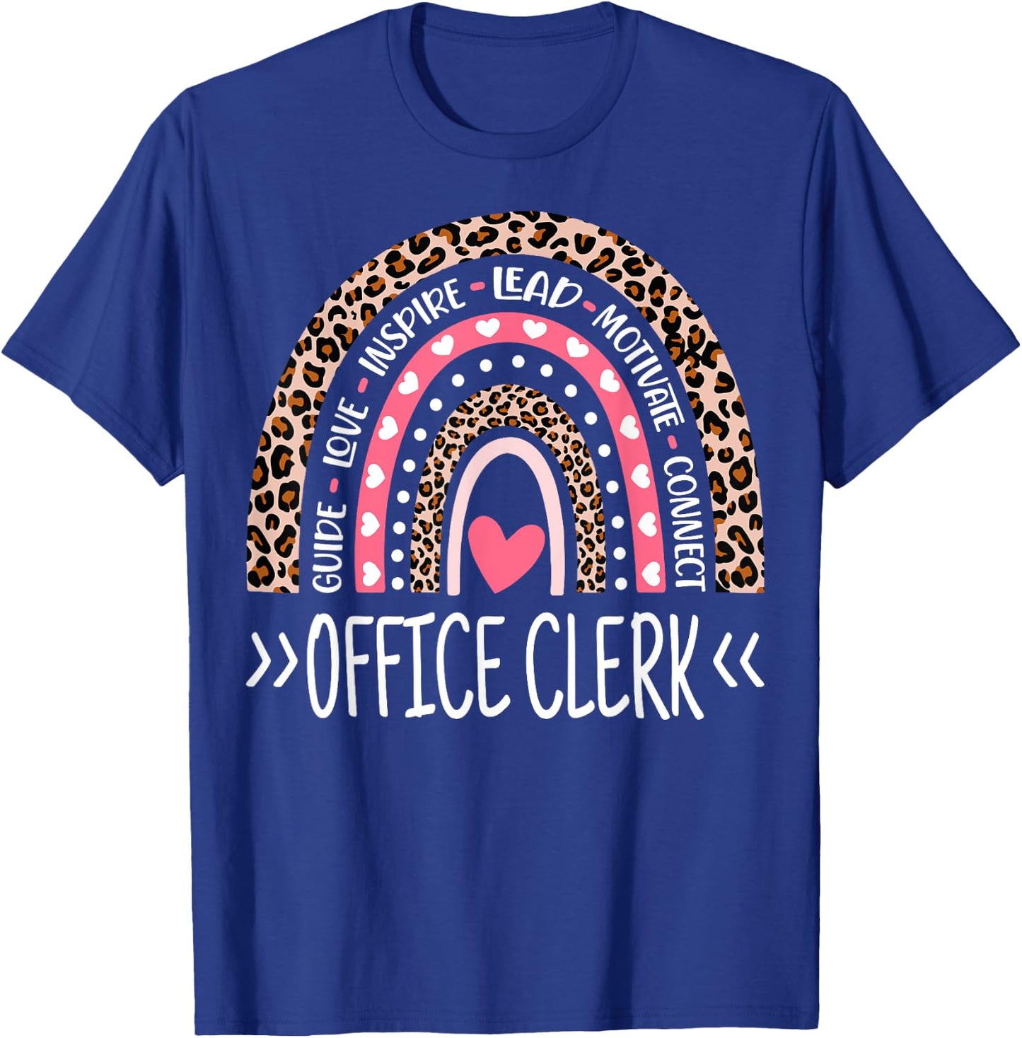 Funny Office Clerk Rainbow Leopard Print Office Clerk T-Shirt - T-Shirt | Royal