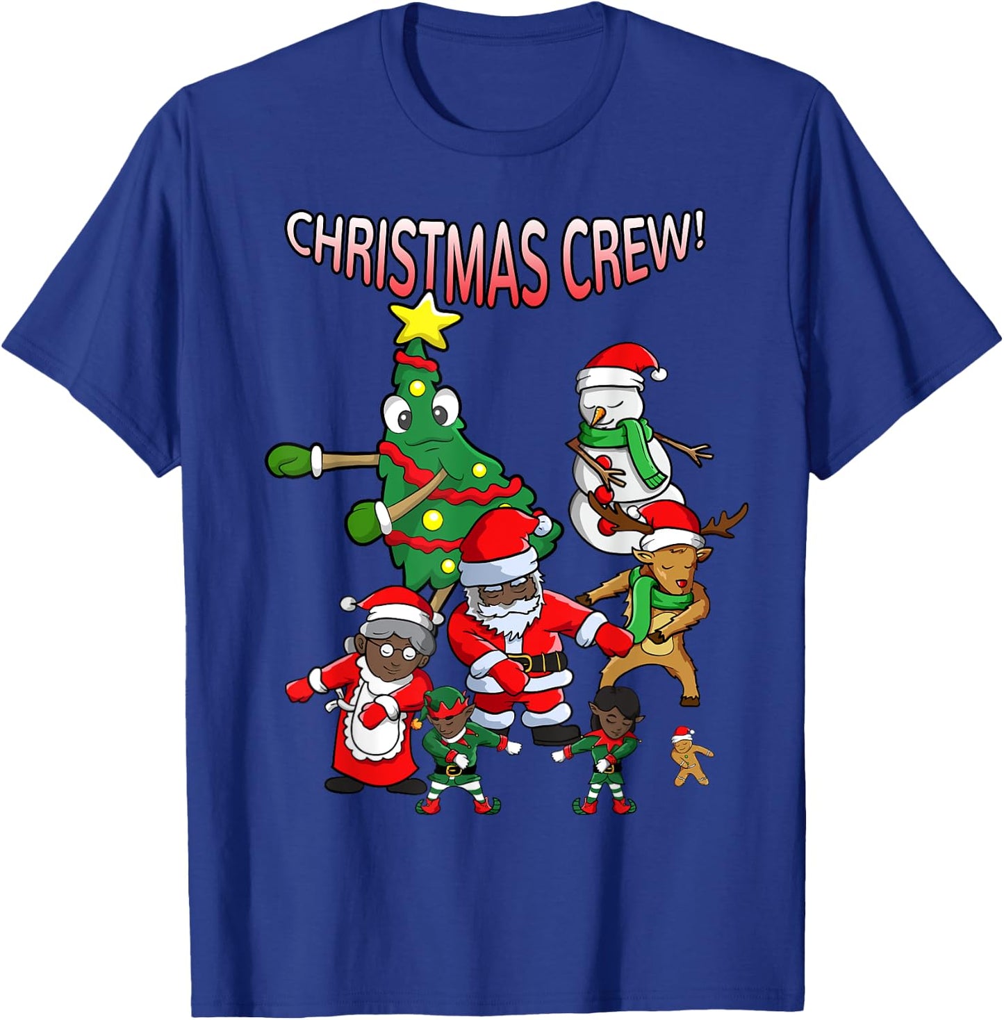 Santa Black African American Christmas Crew Flossing Floss T-Shirt - T-Shirt | Royal