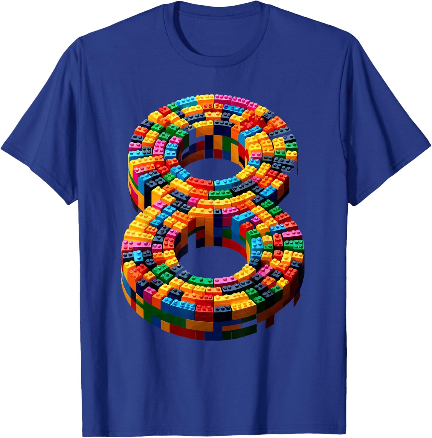 8 Year Old Blocks Building Master Builder 8th Birthday Boy T-Shirt - T-Shirt | Royal