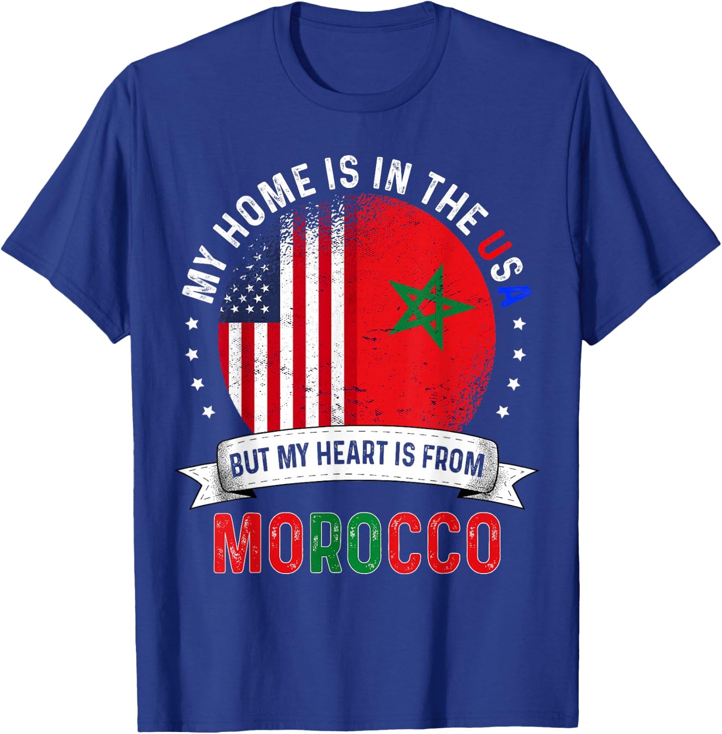 Moroccan American Patriot Heart is from Morocco Flag T-Shirt - T-Shirt | Royal