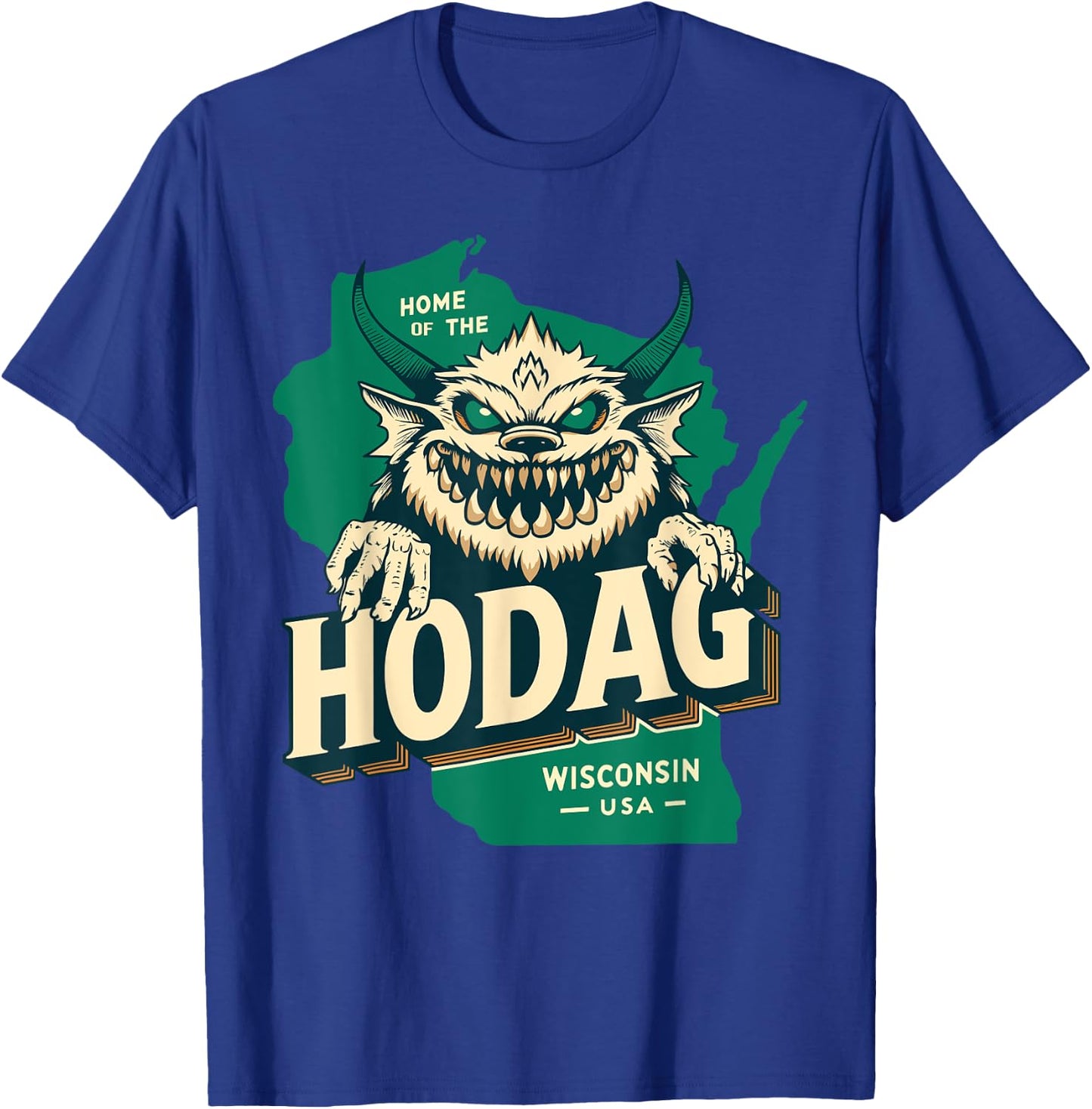 Home State Hodag Wisconsin USA Cryptid Paranormal Design T-Shirt - T-Shirt | Royal