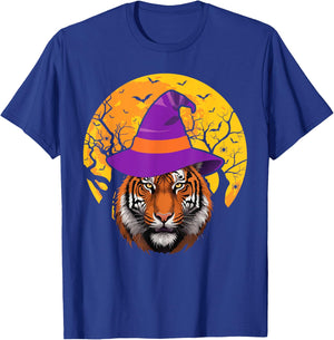 Tiger Witch Hat Funny Halloween Tiger Lover Whisperer T-Shirt - T-Shirt | Royal