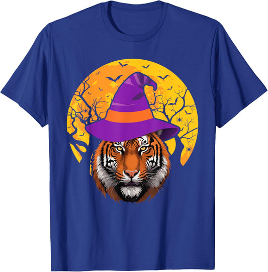 Tiger Witch Hat Funny Halloween Tiger Lover Whisperer T-Shirt - T-Shirt | Royal