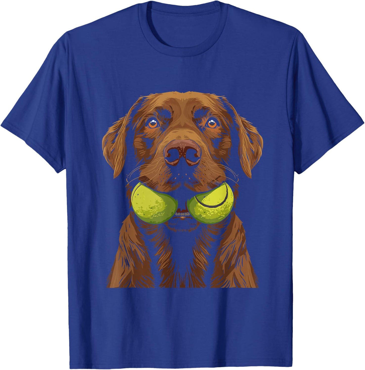 Funny Dog Biting Yellow Tennis Ball Dog T-Shirt - T-Shirt | Royal