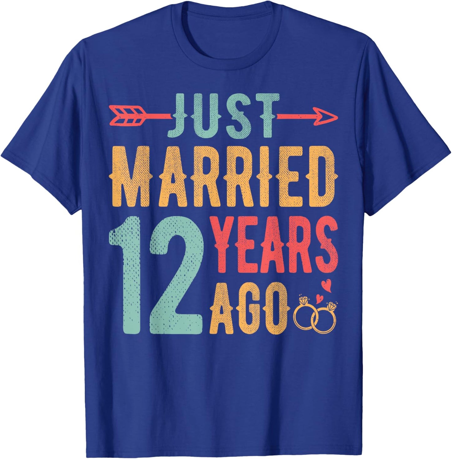 Just Married 12 Years Ago - 12th Wedding Anniversary Couple T-Shirt - T-Shirt | Royal