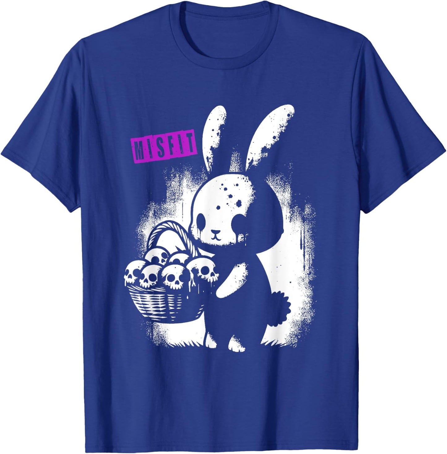 Zombie Bunny With Skull Basket - Cute Creepy Halloween Lover T-Shirt - T-Shirt | Royal