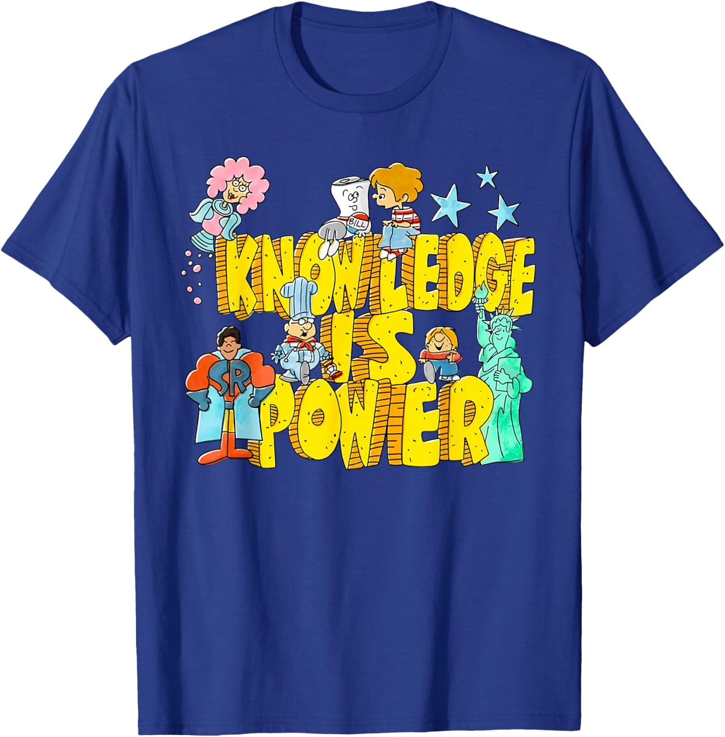 Knowledge Is Power Graphic Kids Humor Teacher Gift T-Shirt - T-Shirt | Royal