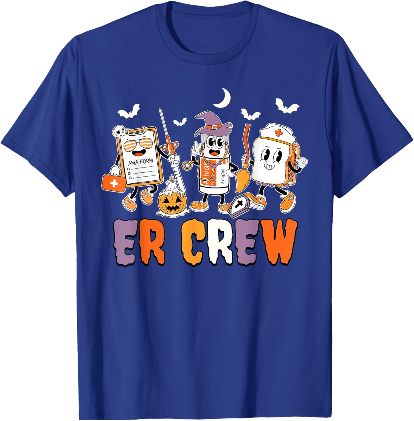 Retro ER Crew Emergency Room Emergency Department Halloween T-Shirt - T-Shirt | Royal