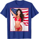 Hot Babe - Beautiful Bikini Girl with American Flag T-Shirt - T-Shirt | Royal