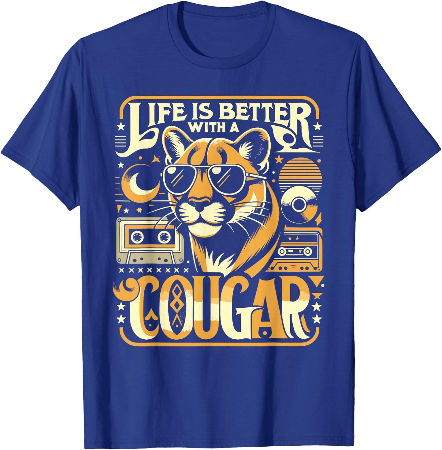 Life Is Better With A COUGAR Shirt Funny COUGARS T-Shirt - T-Shirt | Royal