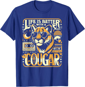 Life Is Better With A COUGAR Shirt Funny COUGARS T-Shirt - T-Shirt | Royal