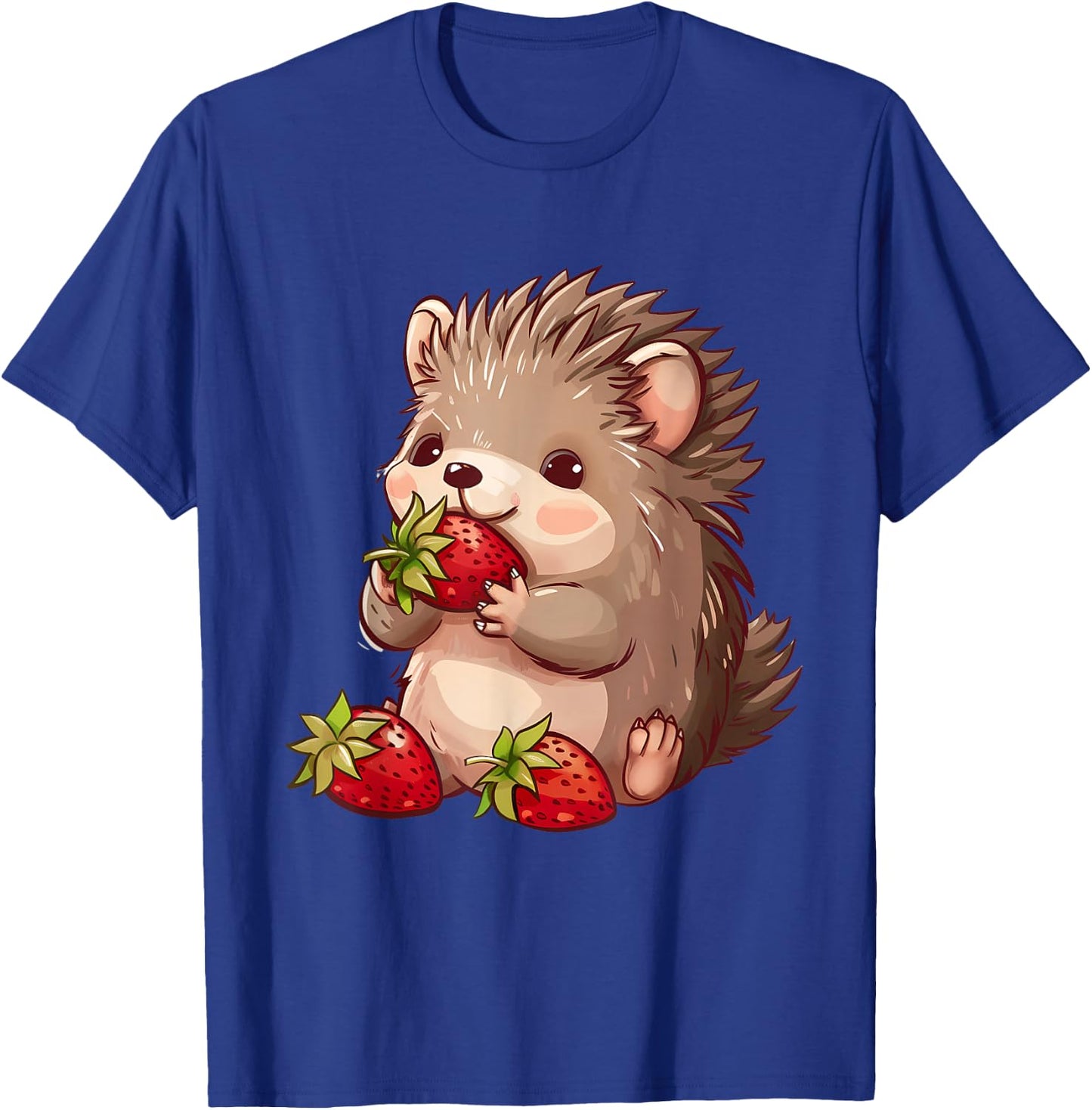 Strawberry Hedgehog Cute Hedgehog Strawberries Wildlife T-Shirt - T-Shirt | Royal