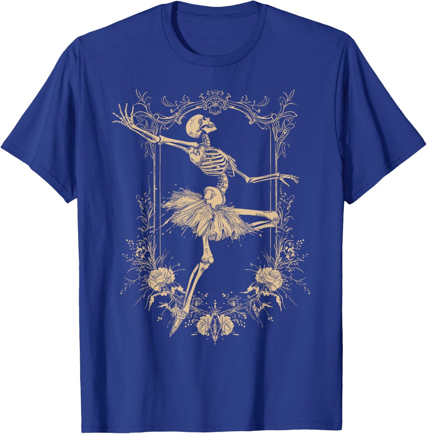 Retro Halloween Dancing Ballerina Skeleton Goth Design T-Shirt - T-Shirt | Royal