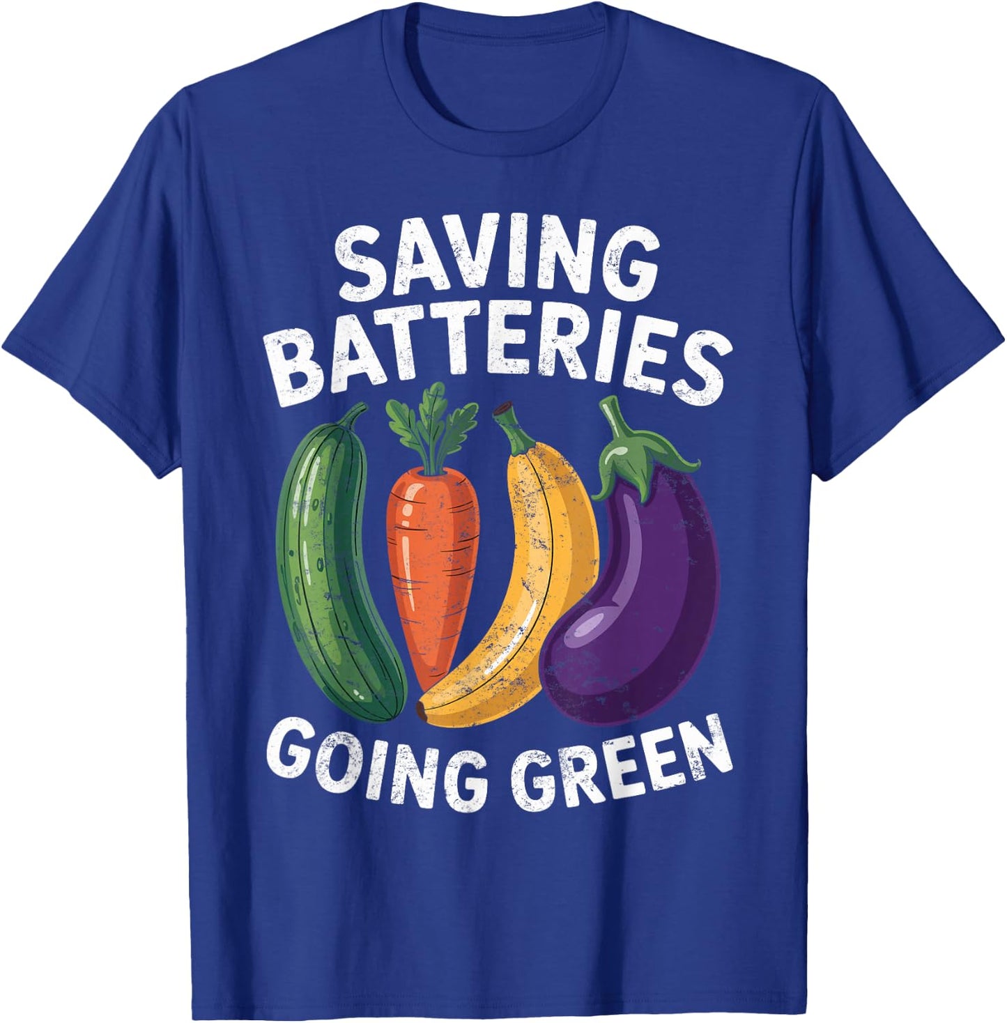 Saving Batteries Going Green Funny Inappropriate Women Retro T-Shirt - T-Shirt | Royal