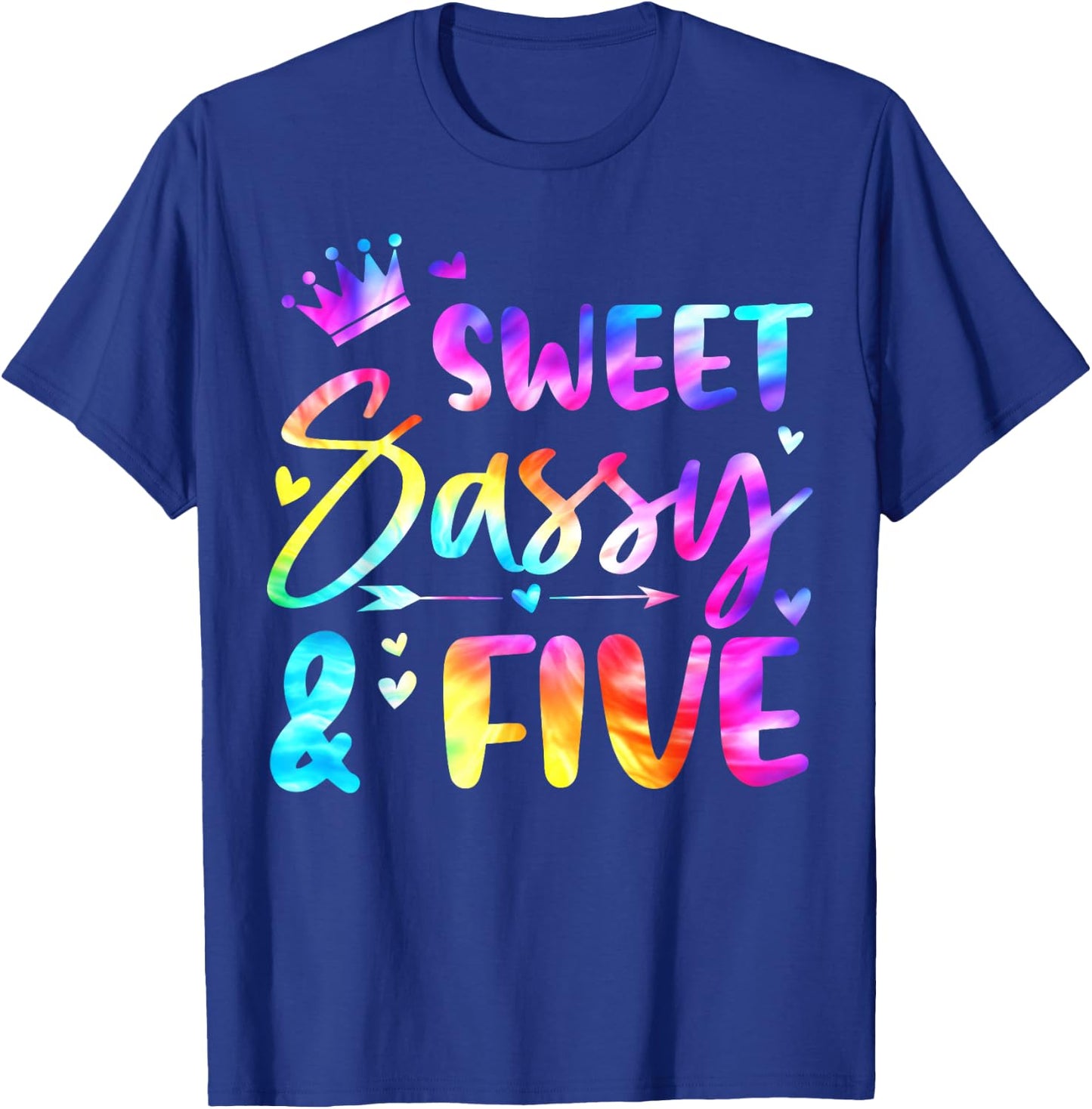 Sweet Sassy And Five Tie Dye 5th Bday 5 Years Old T-Shirt - T-Shirt | Royal