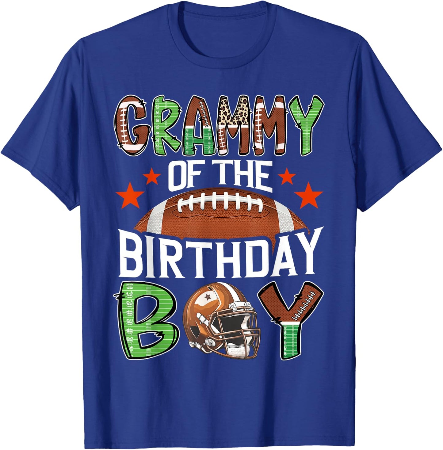 Grammy Of The Birthday Boy Game Day Football T-Shirt - T-Shirt | Royal