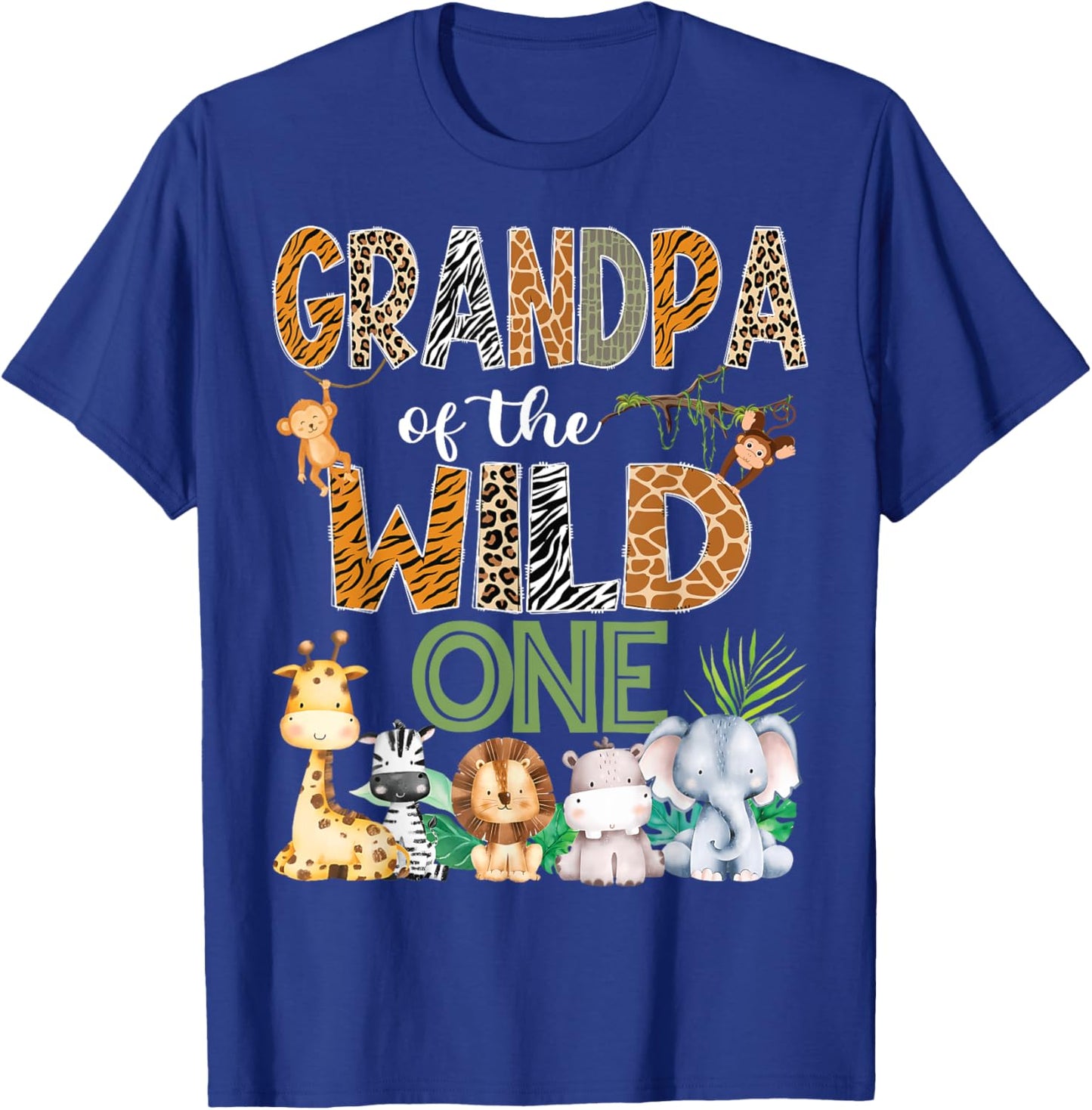 Grandpa Of The Wild One 1St Birthday Safari Zoo Jungle T-Shirt - T-Shirt | Royal