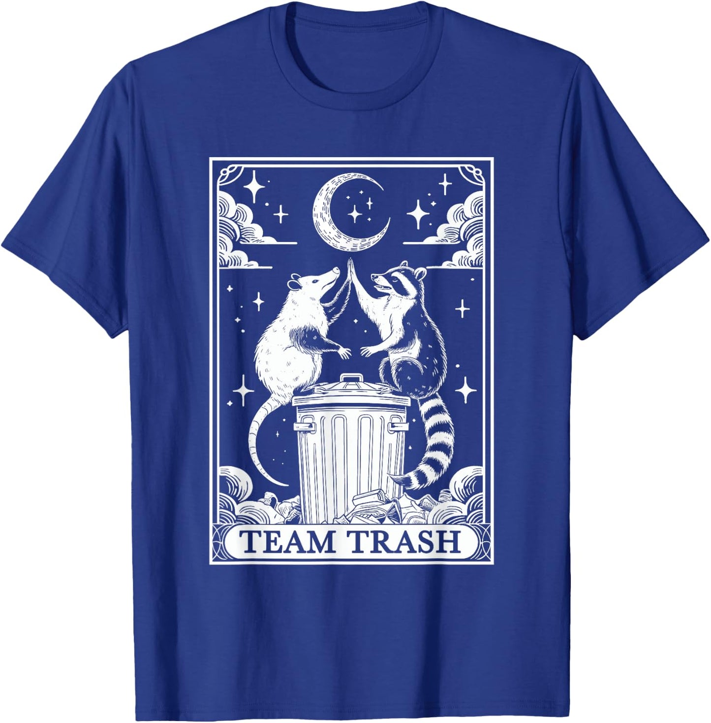 Tarot Card Vintage Team Trash Crescent Moon Opossum Raccoon T-Shirt - T-Shirt | Royal