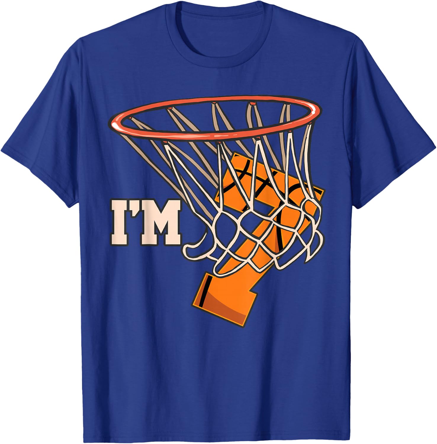 I'm 7 Basketball Theme Birthday Party Celebration 7th T-Shirt - T-Shirt | Royal