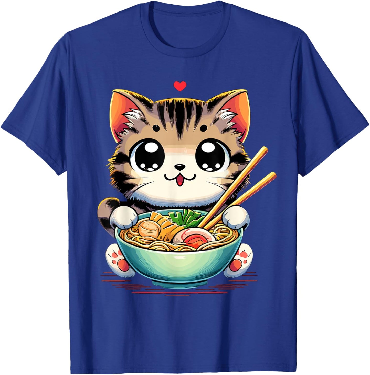 Cat Ramen Noodles Anime Kawaii Japanese Cat T-Shirt - T-Shirt | Royal