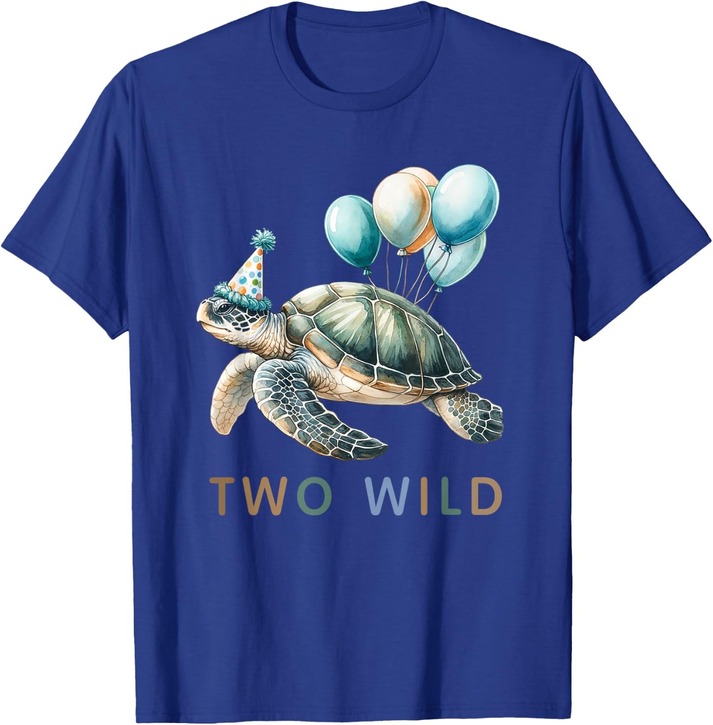 2nd Birthday 2 Years Old Two Wild Sea Turtle Animal Kids T-Shirt - T-Shirt | Royal