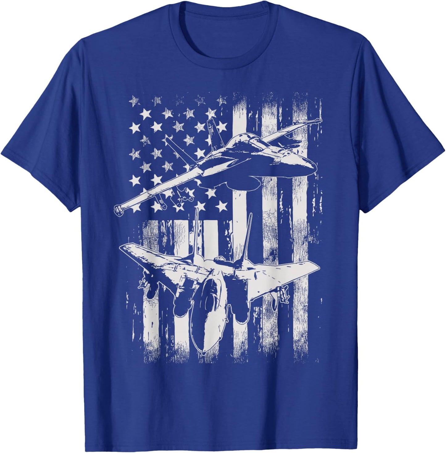 F-14 Tomcat Military Fighter Airplane American Flag T-Shirt - T-Shirt | Royal