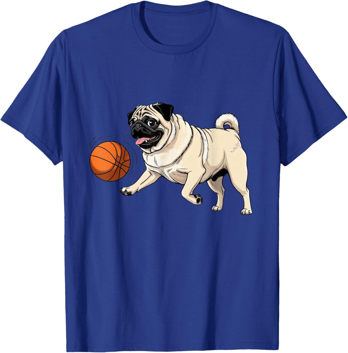 Pug Dog Playing Basketball for Pet Lovers Women Men Kids T-Shirt - T-Shirt | Royal