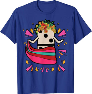 Dancing Mexican Train Domino Tile Flowers Funny T-Shirt - T-Shirt | Royal