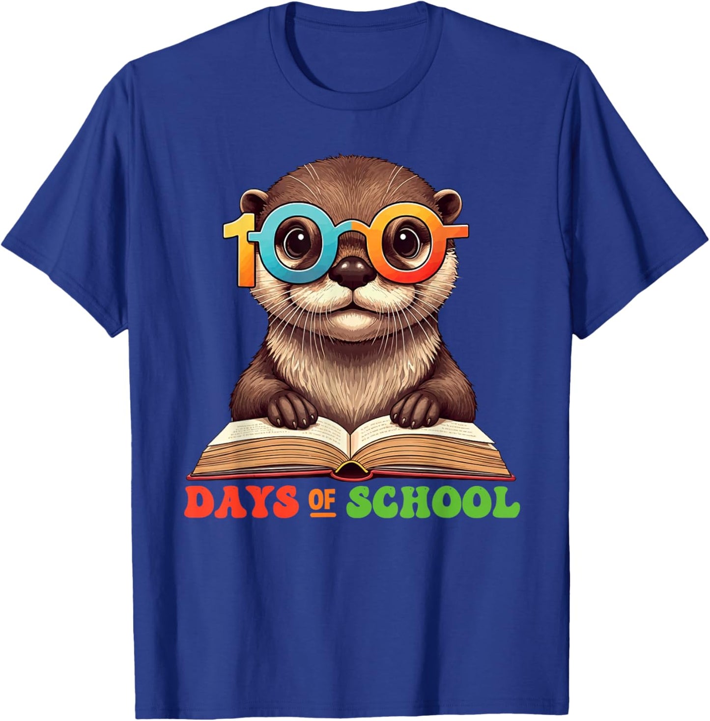 Funny Otter 100th Day Of School Teacher Kids T-Shirt - T-Shirt | Royal