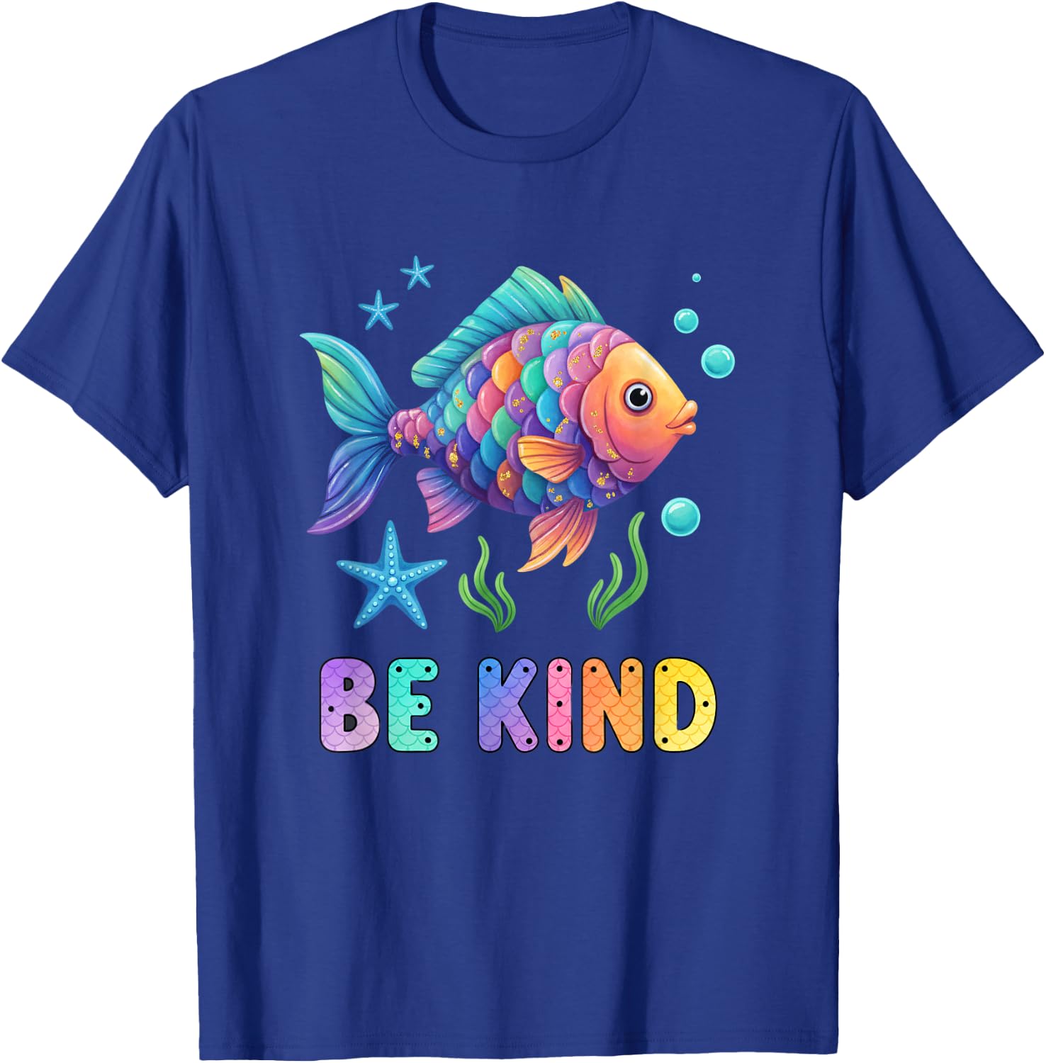 Unity Day Be Kind Colorful Fish Kids Bullying T-Shirt - T-Shirt | Royal