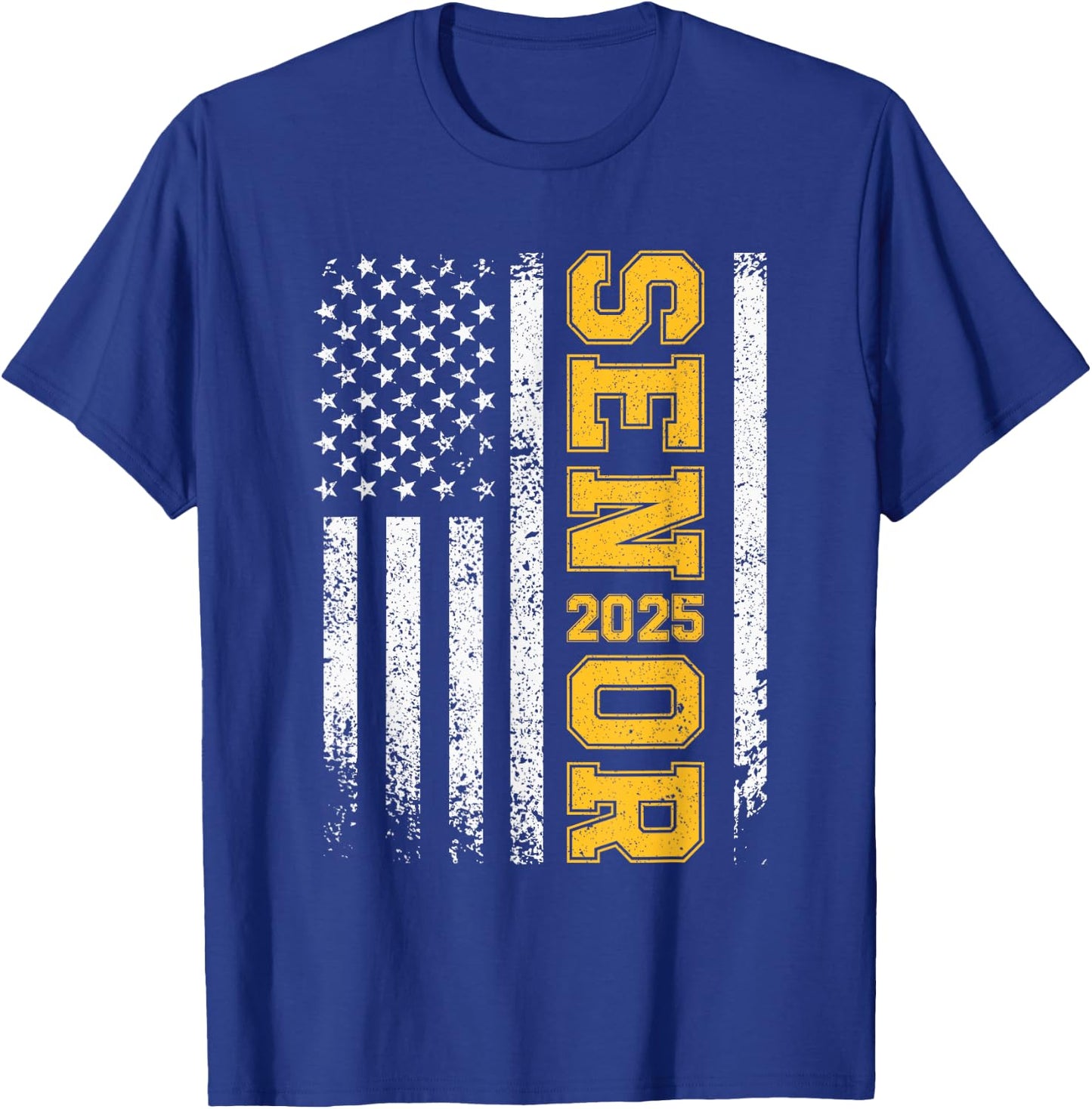 Senior 2025 American Flag USA Class of 2025 Graduation T-Shirt - T-Shirt | Royal