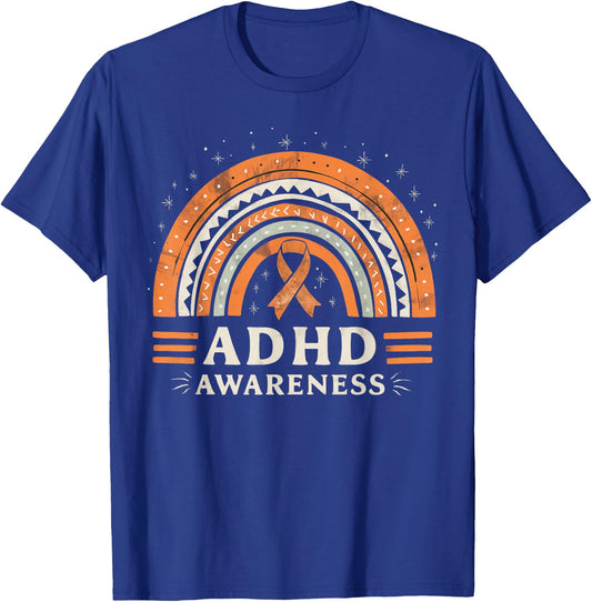 Orange Leopard Rainbow for ADHD Neurodiversity Awareness T-Shirt - T-Shirt | Royal