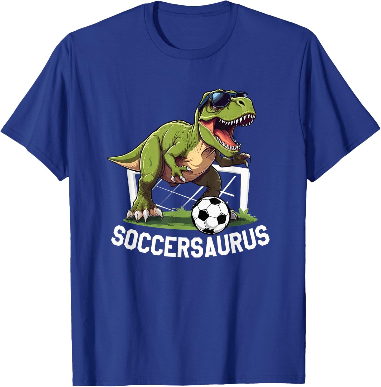 T-Rex Playing Soccer Football Dinosaur Soccer Player T-Shirt - T-Shirt | Royal
