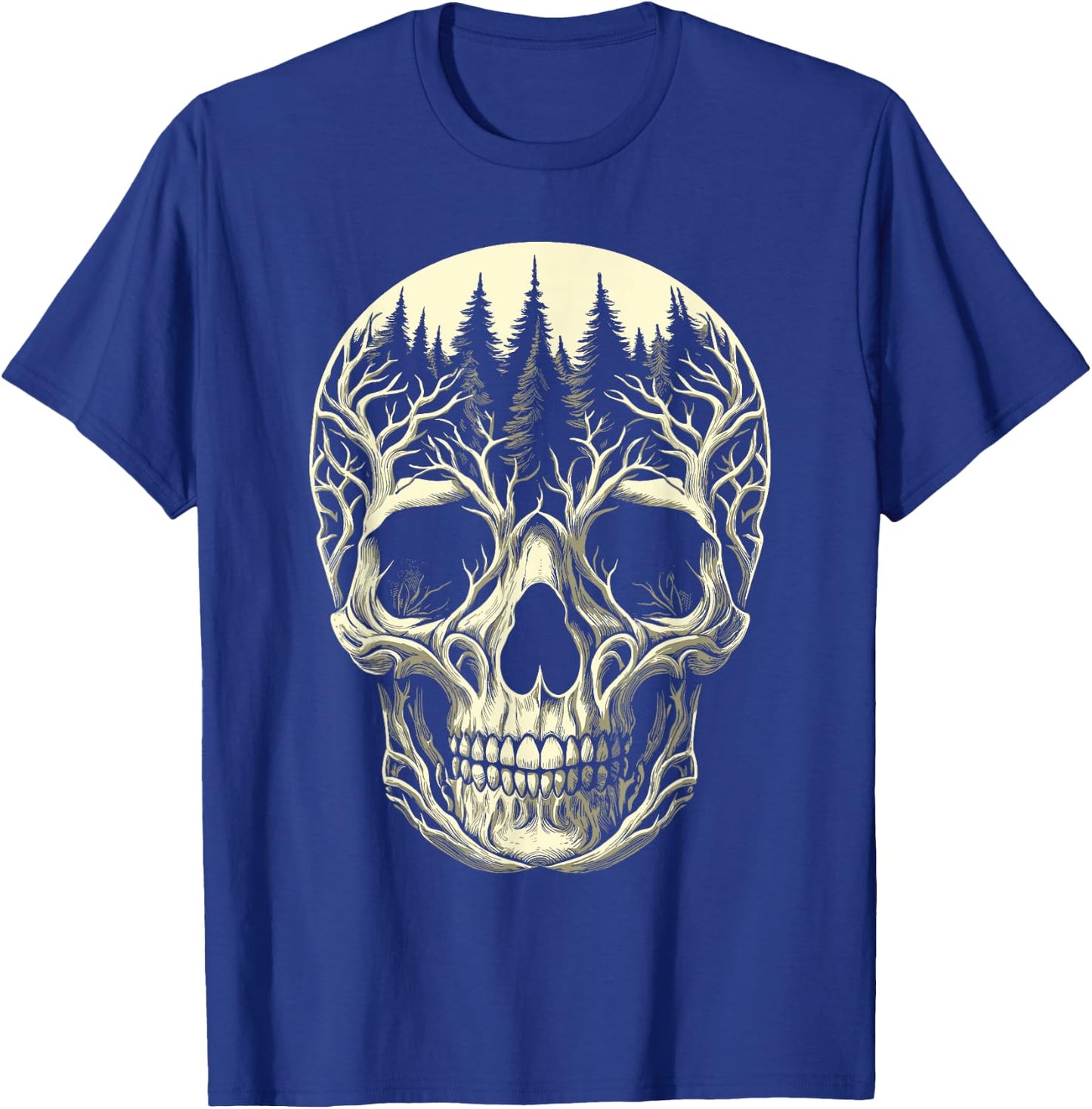 creepy Skull Forest skeleton Horror T-Shirt - T-Shirt | Royal