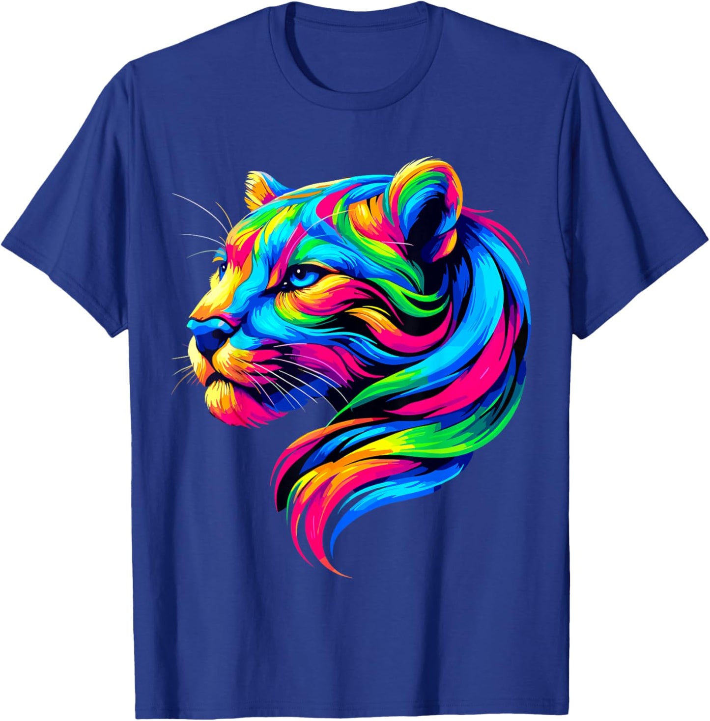 Puma Colorful Multicolor Tiger Print Classic Fit Short Sleeve - Small - Adult - All Seasons T-Shirt - T-Shirt | Royal