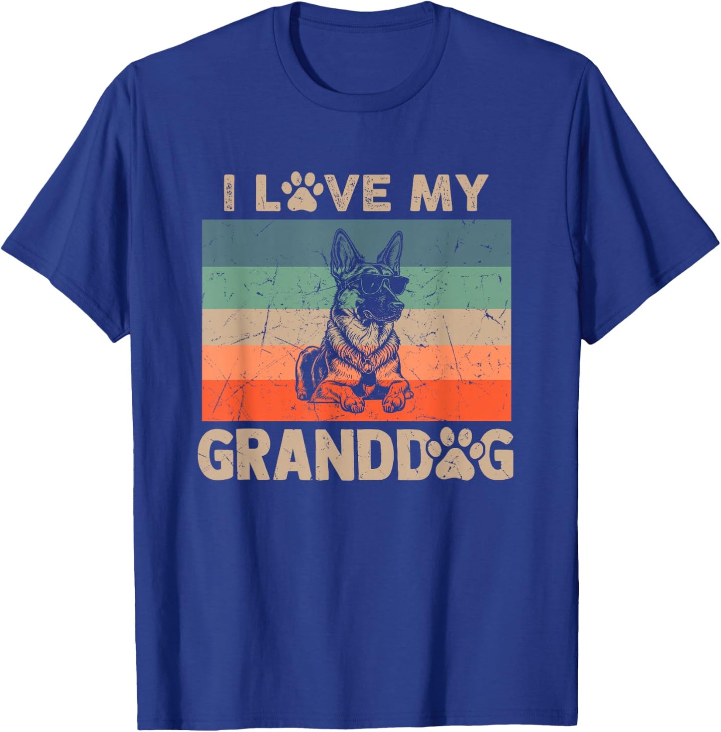 I Love My Granddog German Shepherd Grandma Grandpa Dog Paw T-Shirt - T-Shirt | Royal