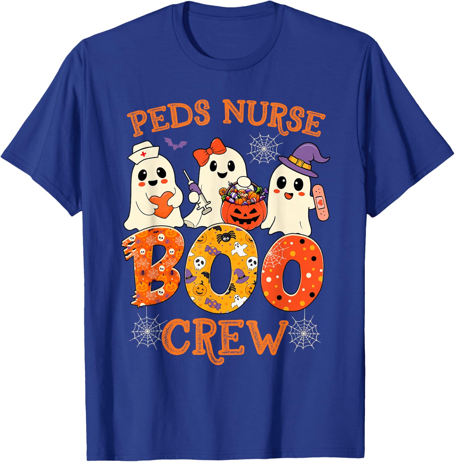 PEDS Nurse Boo Crew Funny Ghost Halloween Spooky Costume T-Shirt - T-Shirt | Royal