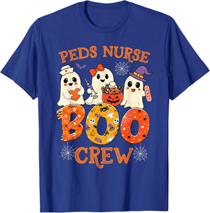 PEDS Nurse Boo Crew Funny Ghost Halloween Spooky Costume T-Shirt - T-Shirt | Royal