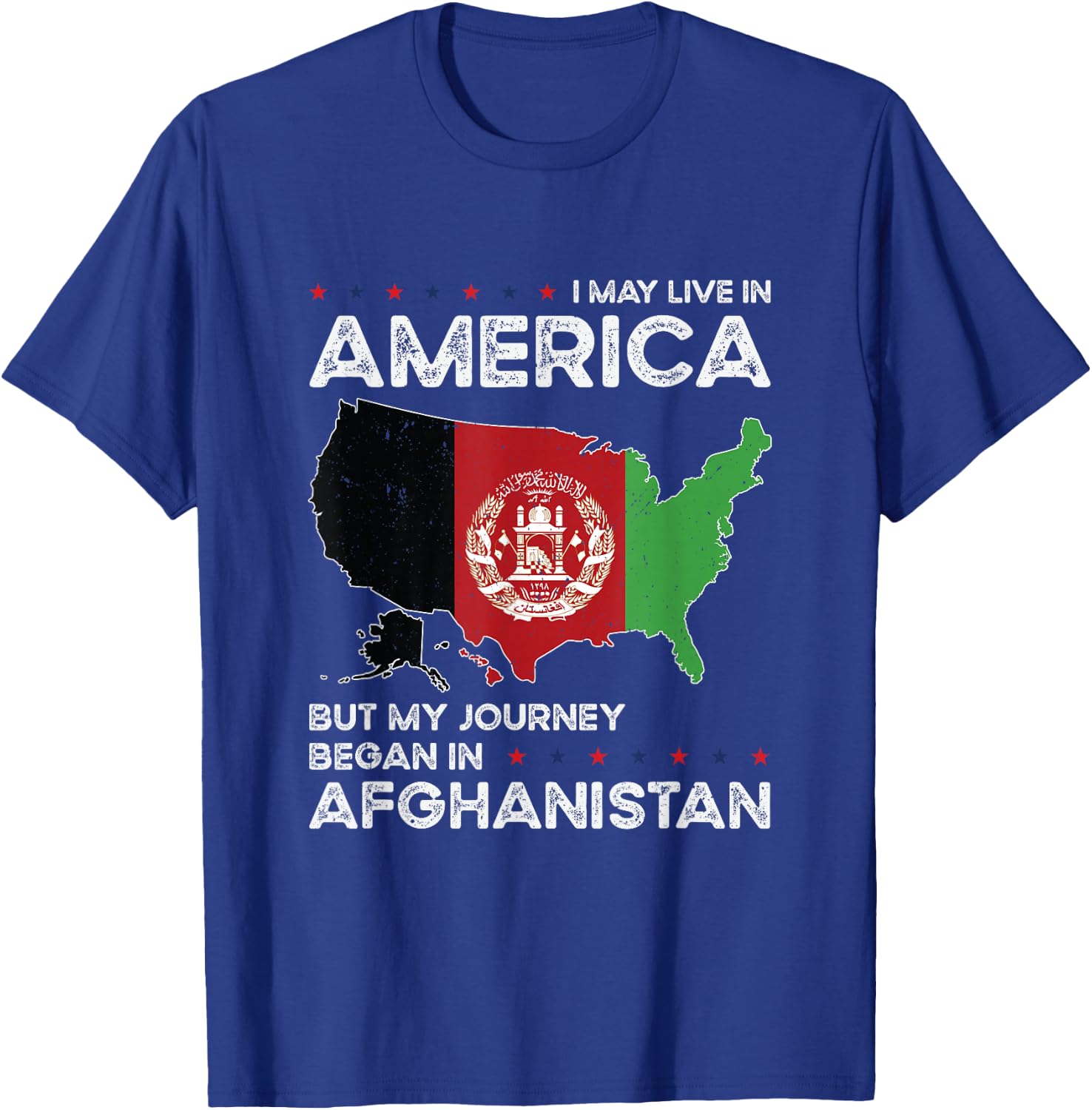 Afghan American Patriot USA Grown Afghanistan US Flag T-Shirt - T-Shirt | Royal