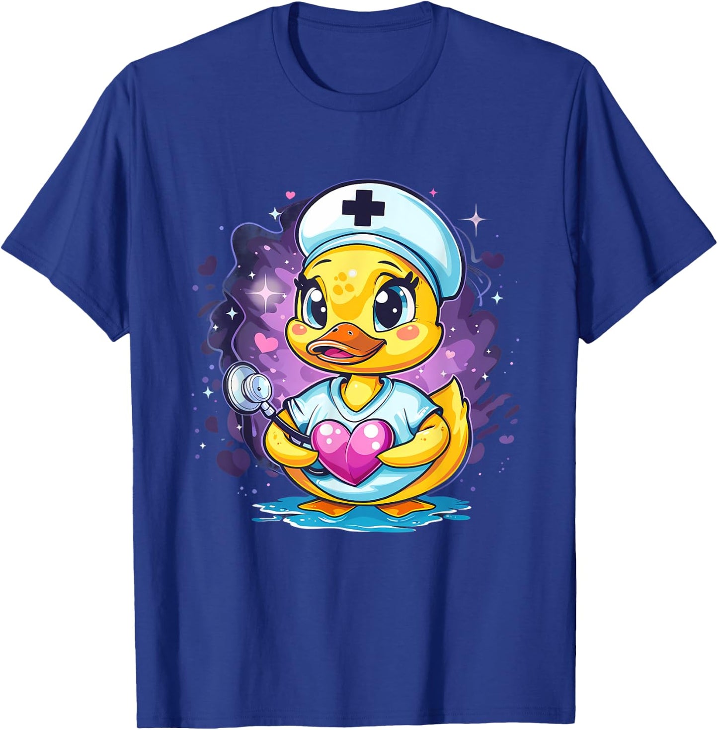 Rubber Duck Nurse Nursing School Rubber Duckie Stethoscope T-Shirt - T-Shirt | Royal
