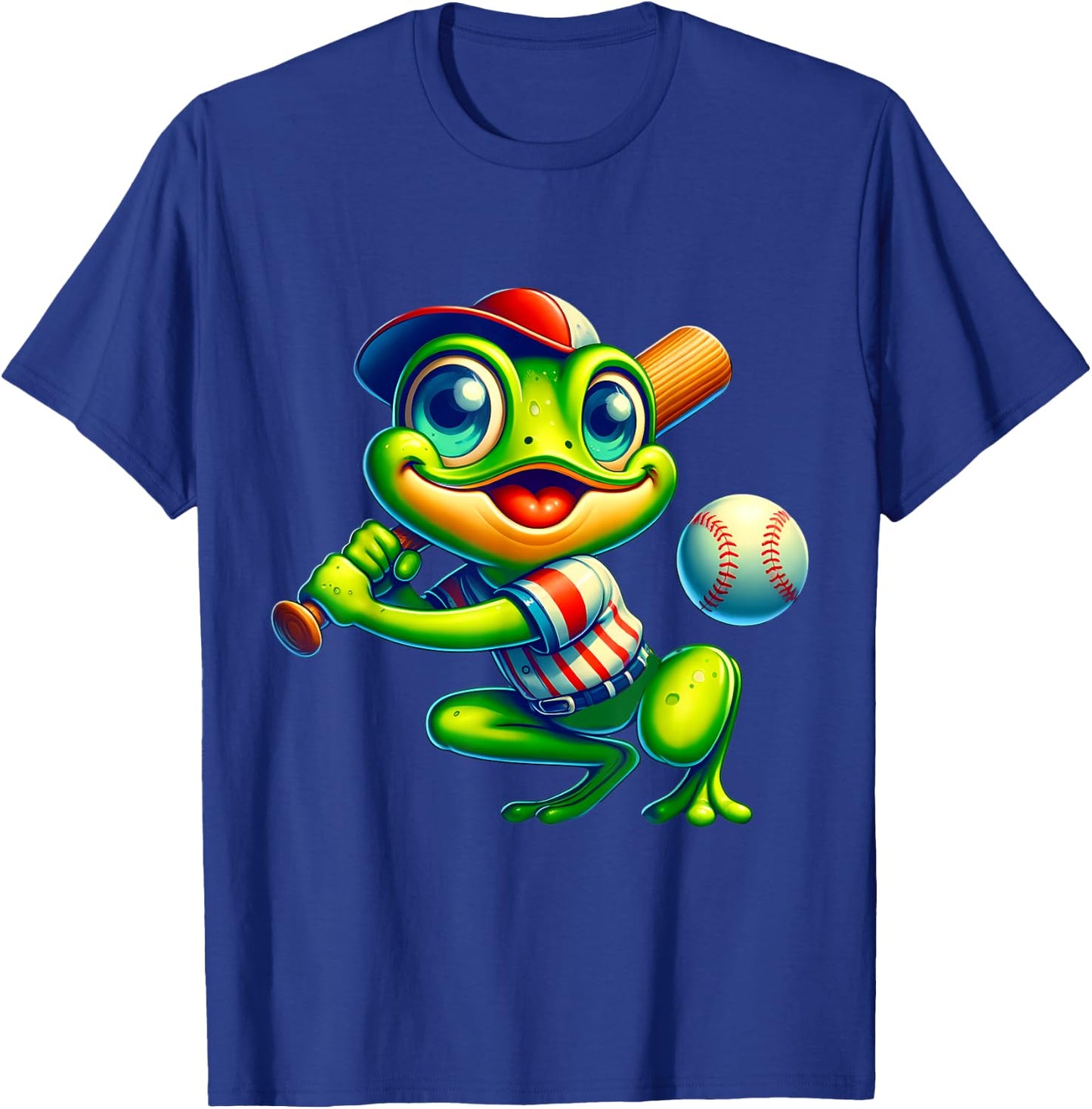 Frog Baseball Player Animal Lover Men Women Kids T-Shirt - T-Shirt | Royal