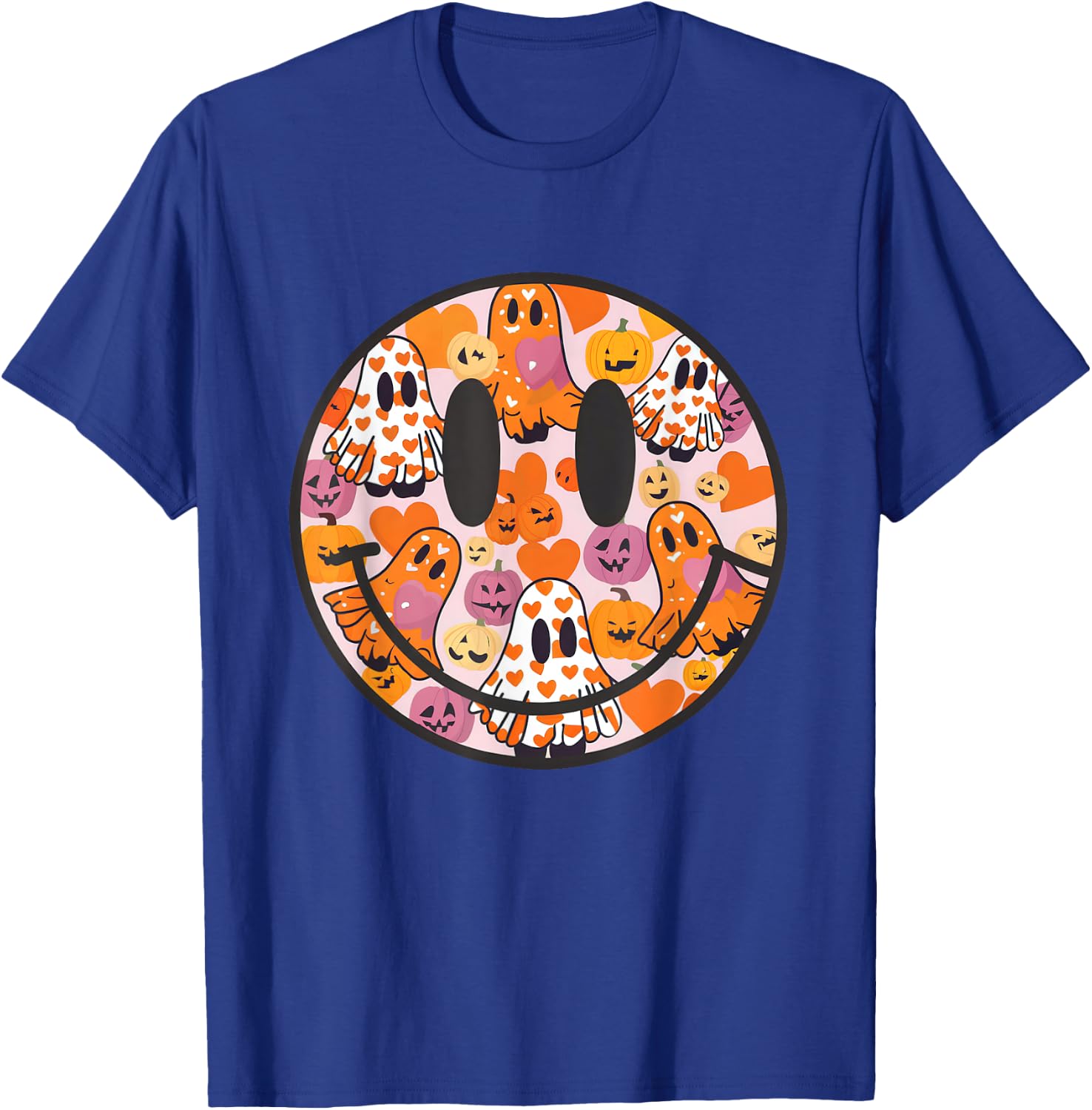 Halloween Smile Face Ghost Spooky Season Girls Kids T-Shirt - T-Shirt | Royal
