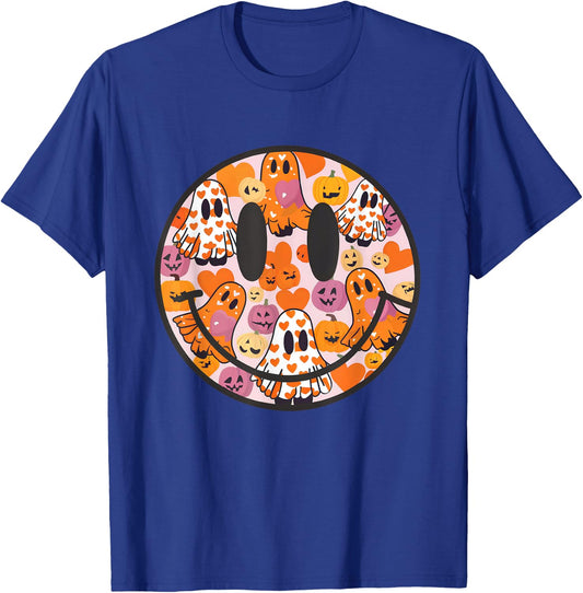Halloween Smile Face Ghost Spooky Season Girls Kids T-Shirt - T-Shirt | Royal
