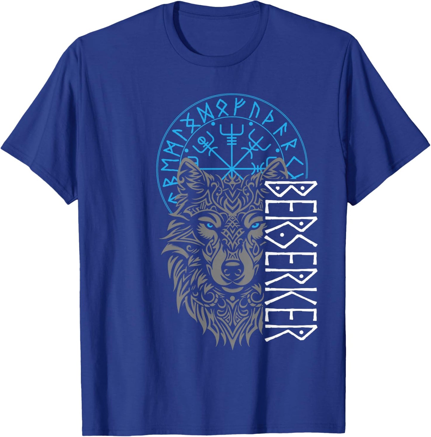 Berserker & Viking Compass - Nordic Wolf Design , Small, Black T-Shirt - T-Shirt | Royal