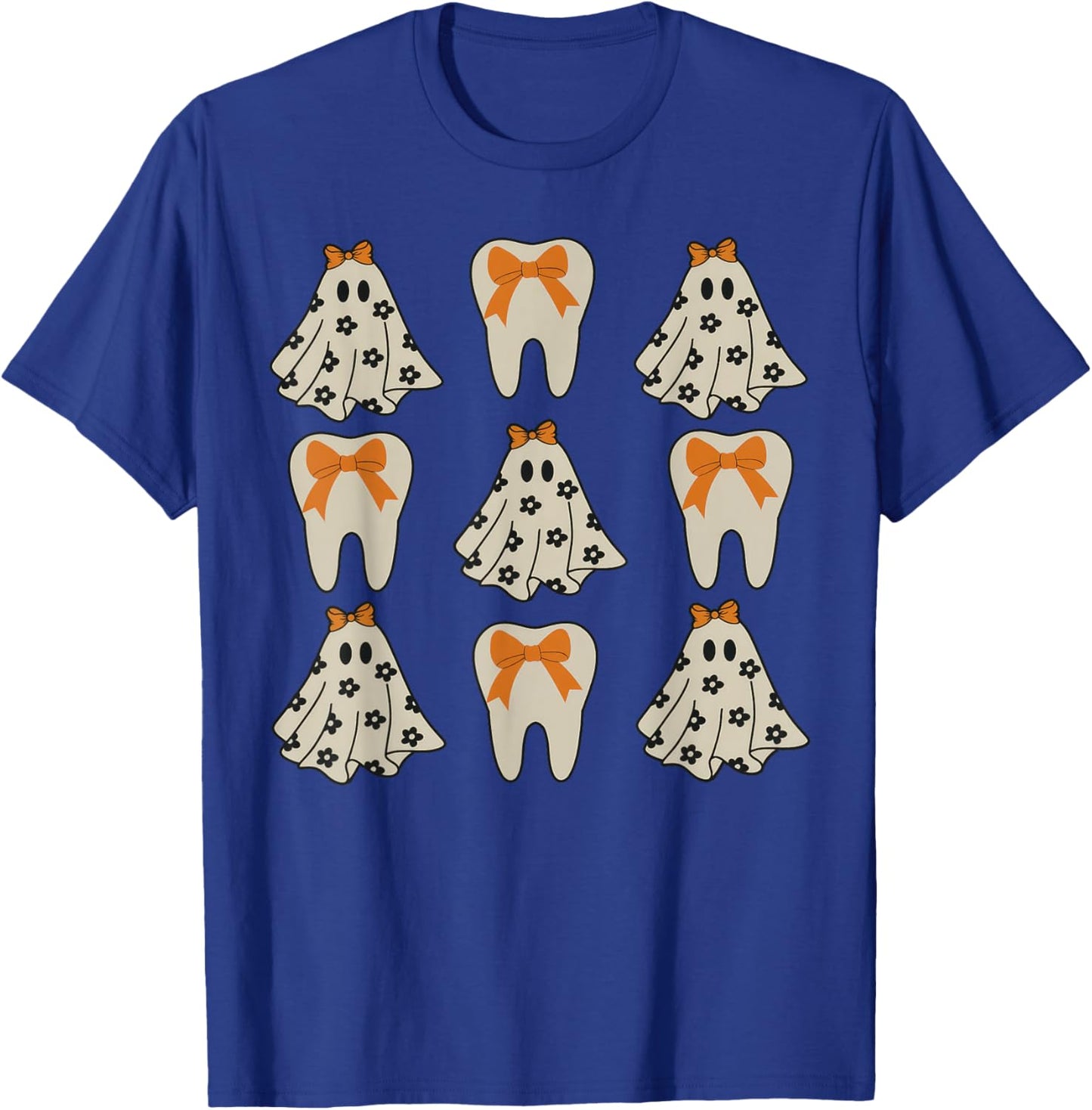 Floral Ghost Teeth Dental Dentist Halloween Costume T-Shirt - T-Shirt | Royal