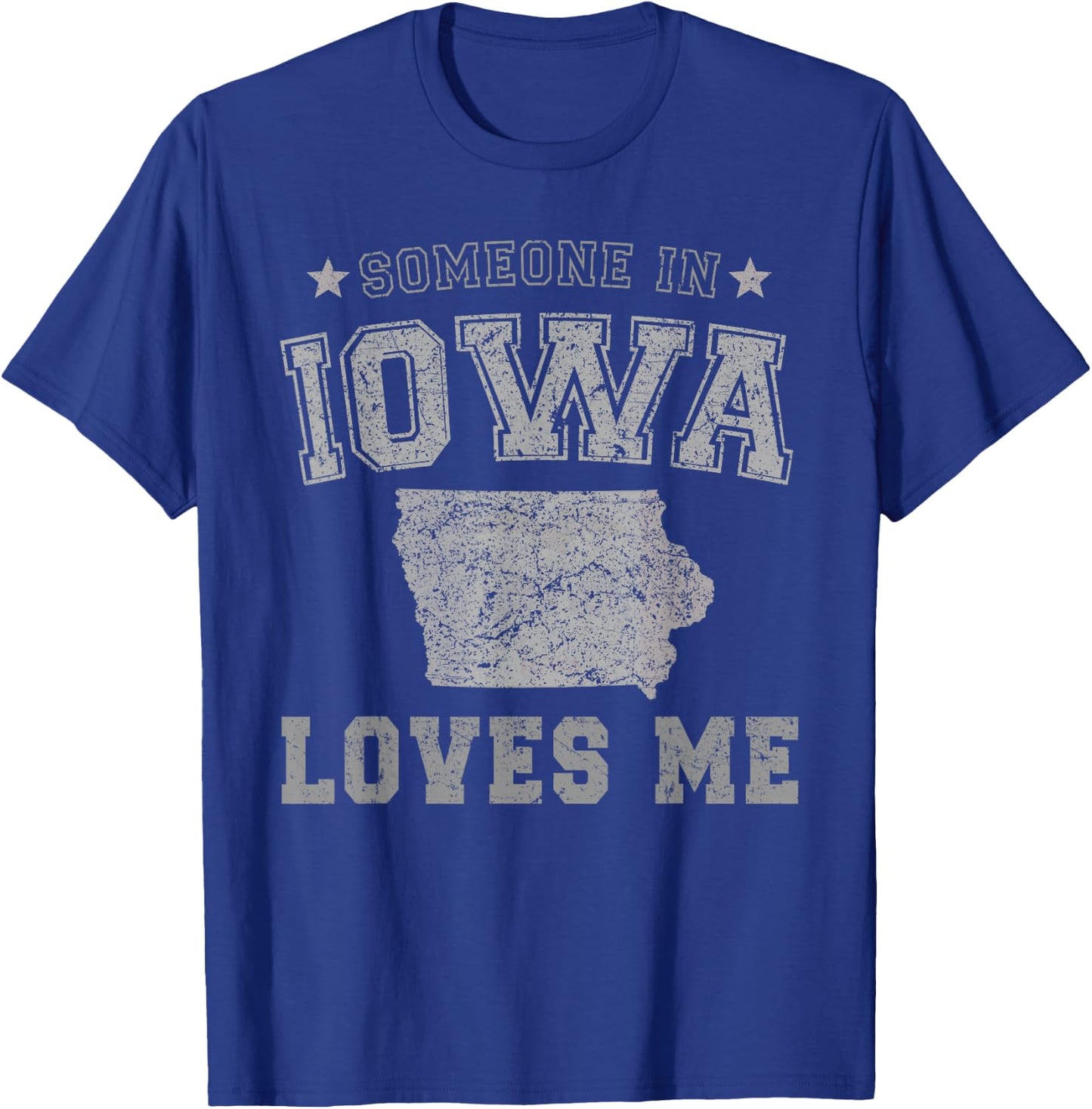 Someone In Iowa Loves Me Heart Vintage State T-Shirt - T-Shirt | Royal