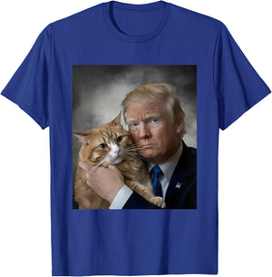 Donald Trump and Cat Funny Trump And Cat, Political 2024 T-Shirt - T-Shirt | Royal